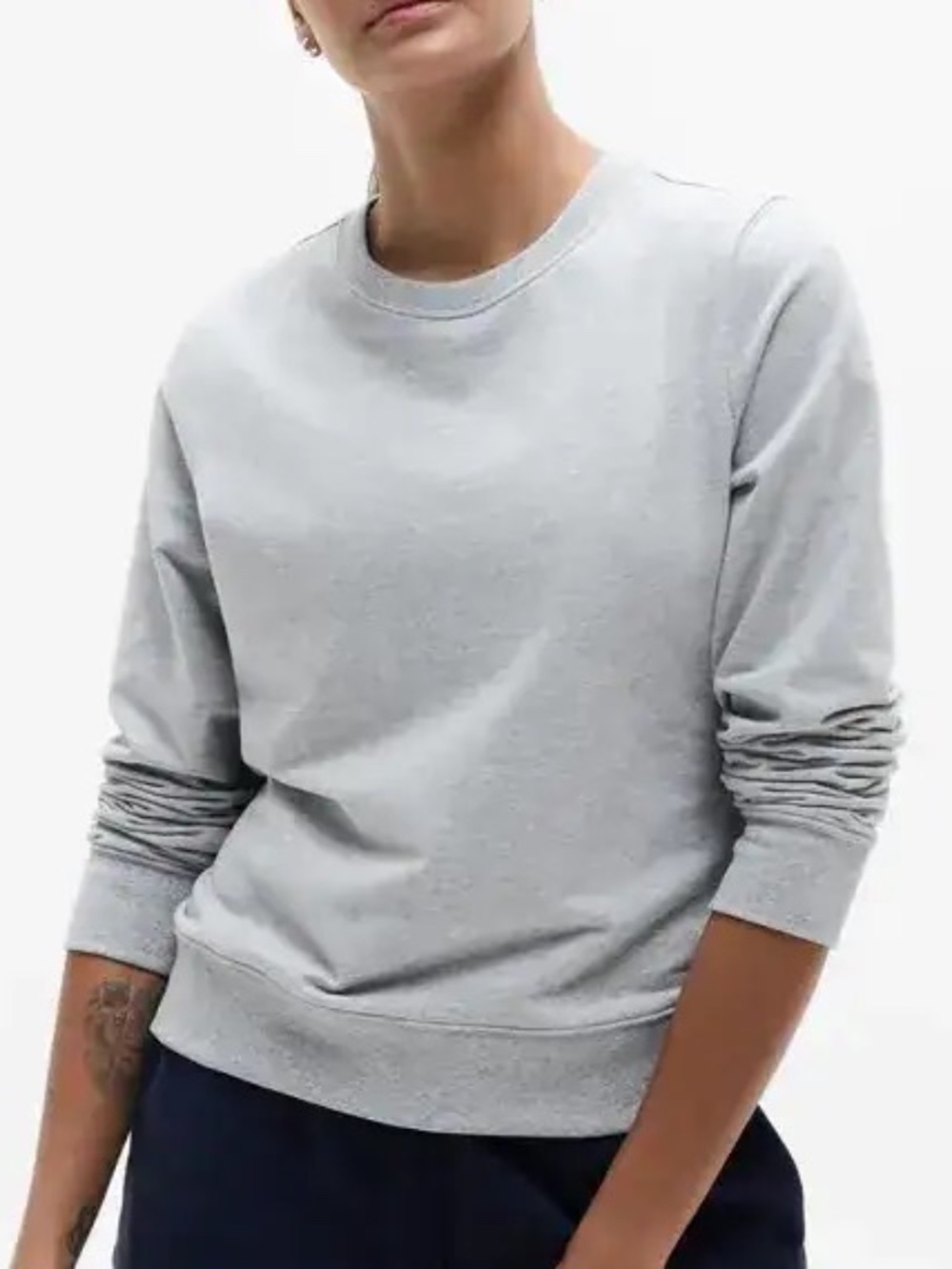 Athleta Retroterry Crewneck Sweatshirt Pullover Soft Light Gray Size Medium